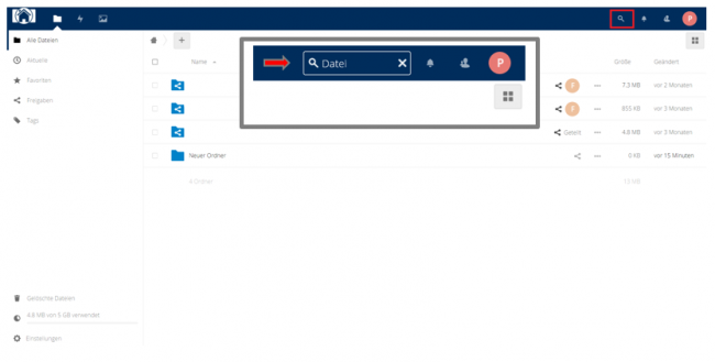 Abbildung 6: Suche von Dateien
