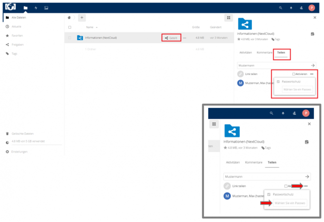 Abbildung 9: Passwortvergabe in DocShare-extern